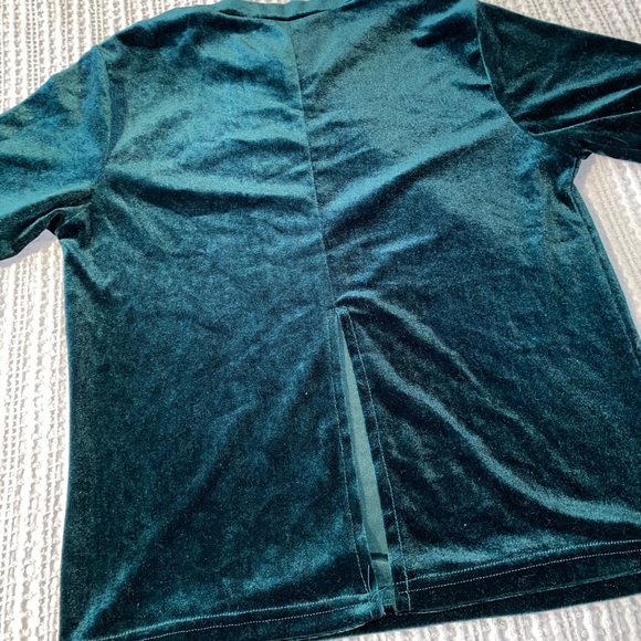 Green Velvet Mock Neck - Picture 2 of 6